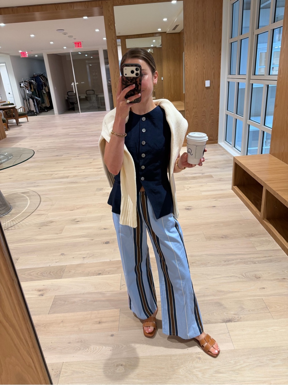 Cadets Striped Poplin Wide-Leg Pants - Light Blue Multi-Stripe - Picture 2 of 2